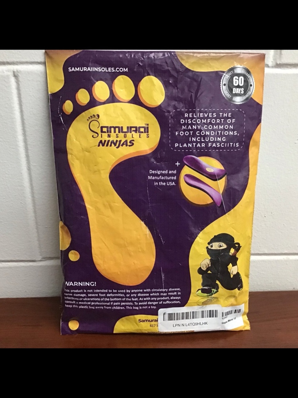 Samurai Insoles Ninjas Arch Support Shoe Inserts M12-12.5 or W14-14.5
